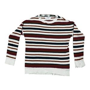 REI Wallace Lake Mock Neck Sweater Women's M 100% Organic Cotton Striped Fall